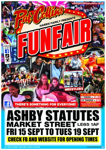 A poster to promote the Ashby Statutes fun fair in North West Leicestershire in September 2023.