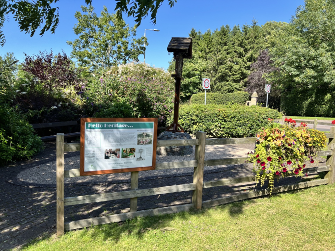 A photo of the heritage information board at Coleorton Memorial Garden.