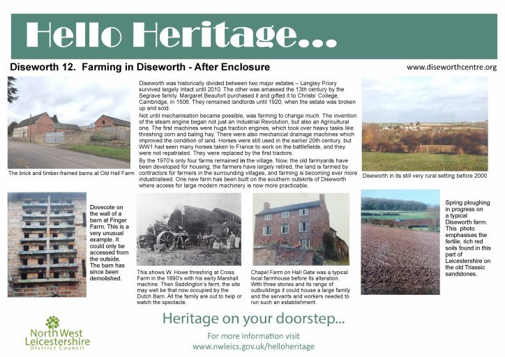 New Hello Heritage boards for 2023 detailing farming in Diseworth after enclosure