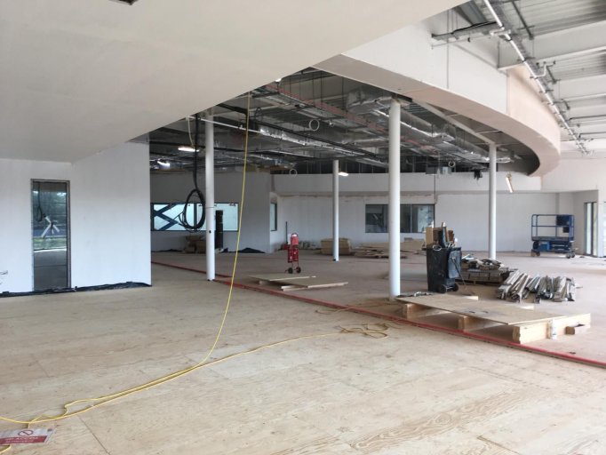 Progress of the inside of the fitness centre at Whitwick and Coalville Leisure Centre.