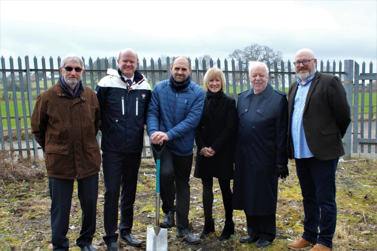 A photo of representatives from Hospice Hope and North West Leicestershire District Council to mark the start of works for Bright Hope House on land in Swannington.