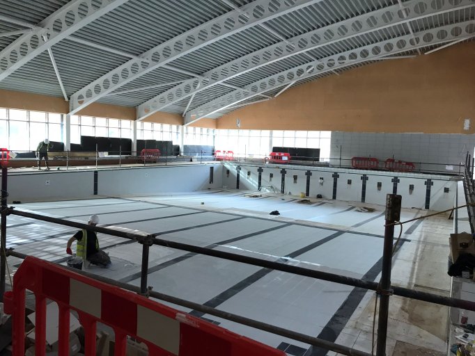 A photo of the progress inside the Whitwick and Coalville Leisure Centre in November 2021.