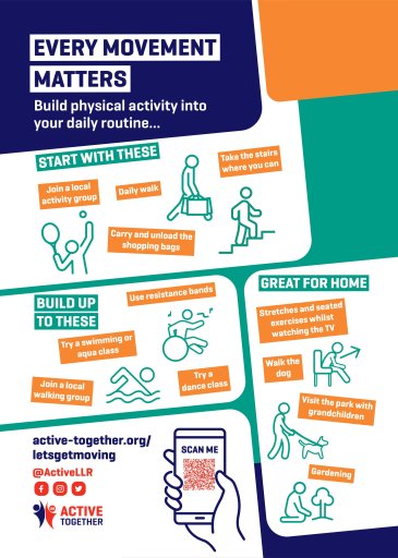 Physical activity opportunities across North West Leicestershire District for older adults.