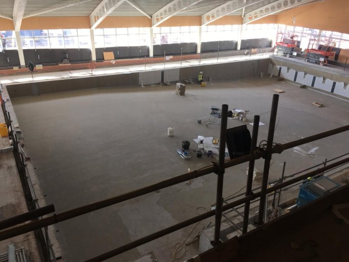 Progress of the swimming pool inside the Whitwick and Coalville Leisure Centre.