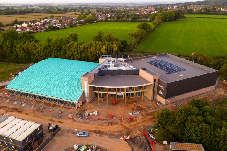A photo of the latest progress of the Whitwick and Coalville Leisure Centre.