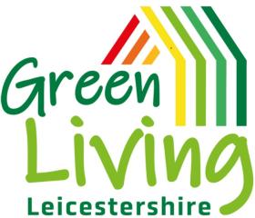 House image made up of different colour lines with the words Green Living Leicestershire