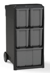 Black wheeled recycling trolley with drawers