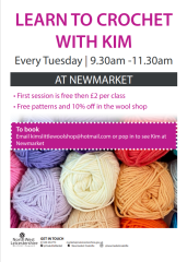 Learn to crochet with Kims little wool shop on tuesdays 10-12