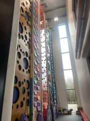 Colourful clip 'n' climb wall at Whitwick and Coalville Leisure Centre